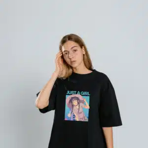 Cholo Buyers Oversized Dropshoulder Black Colour Just A Girl T-Shirt