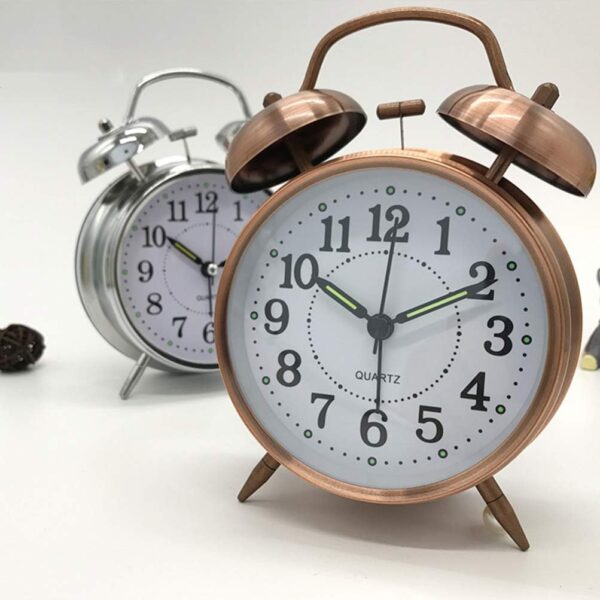 Cholo Buyers Silver Color Round Cooper Metal Twin Bell Alarm Clock