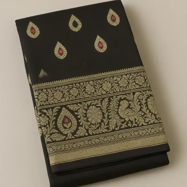 Stylish Silk Katan Glorious Design Saree With Gorgeous Blouse Piece For Woman 2 - Image 2