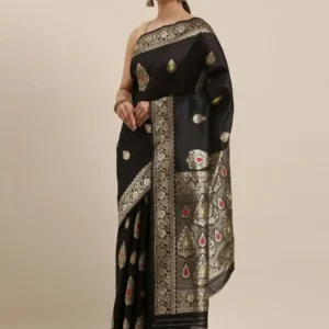 Stylish Silk Katan Glorious Design Saree With Gorgeous Blouse Piece For Woman 2