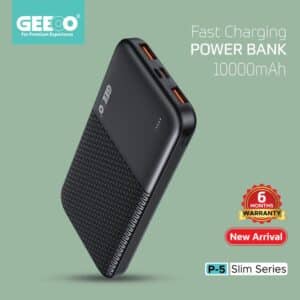 Geeoo P5 10000mAh Fast Charging Power Bank – Black